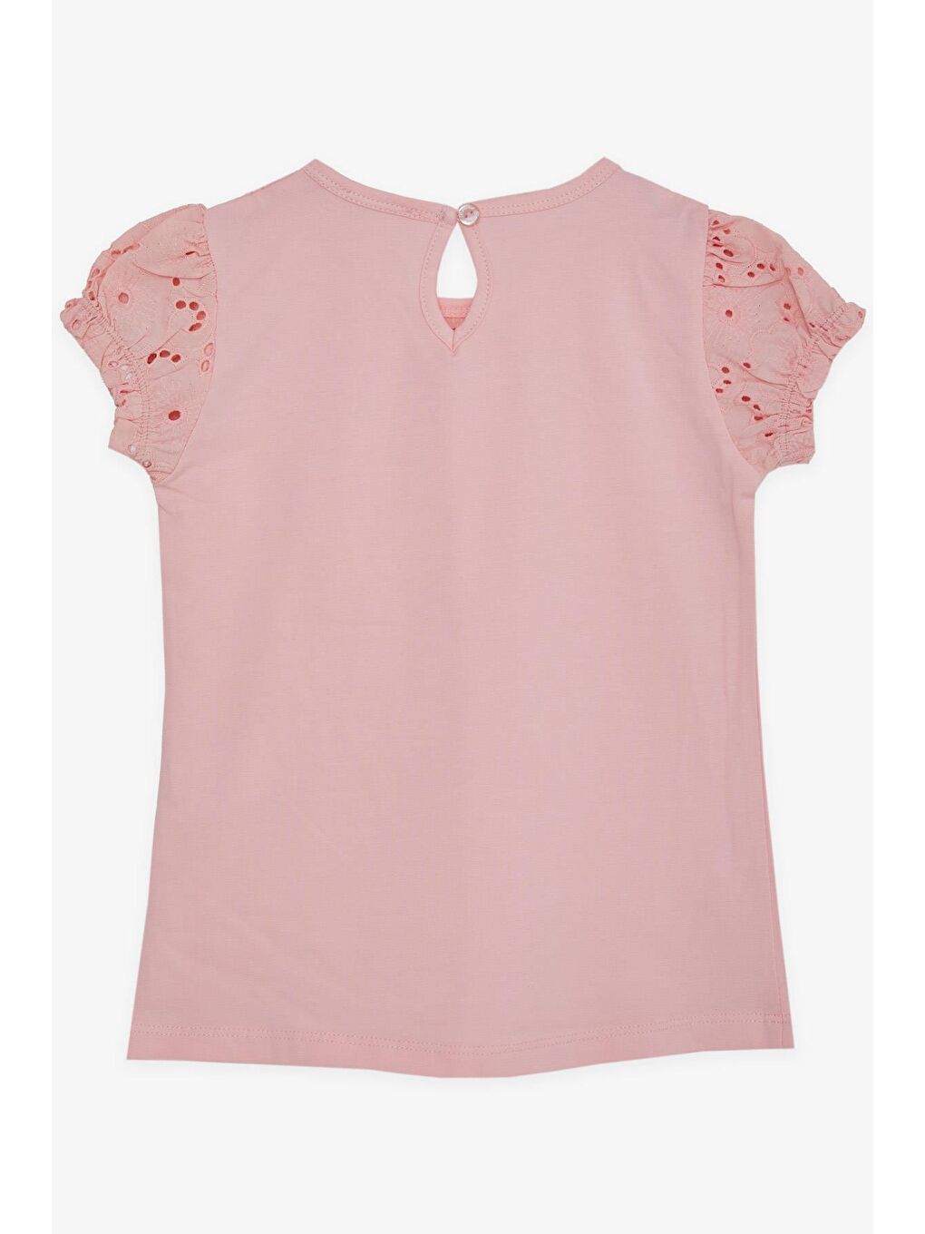 Kız Çocuk Tişört Güpürlü Aksesuarlı Pembe (5-10 Yaş)-1