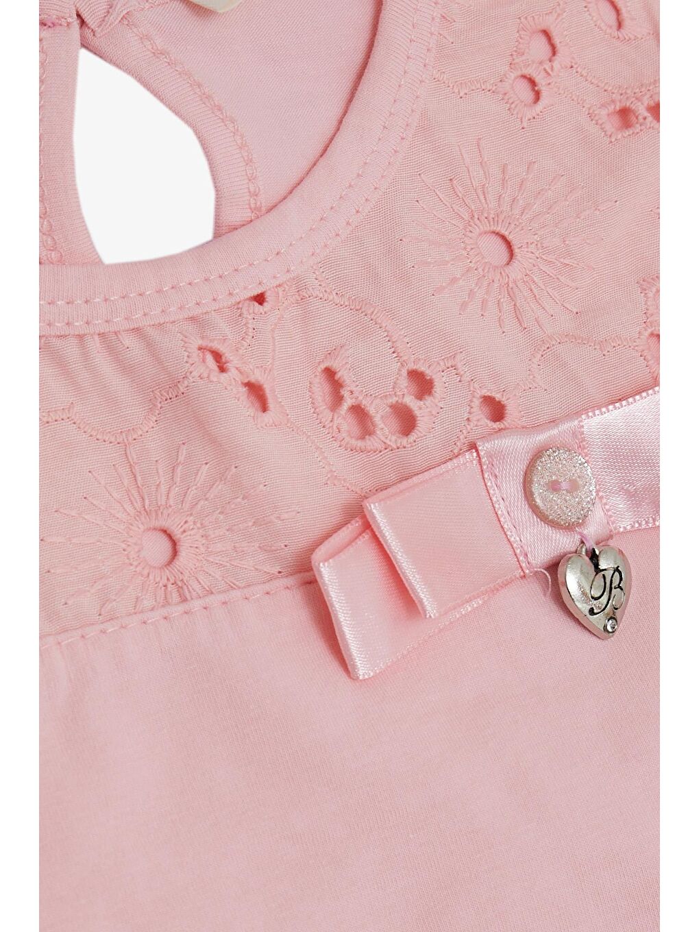 Kız Çocuk Tişört Güpürlü Aksesuarlı Pembe (5-10 Yaş)-2