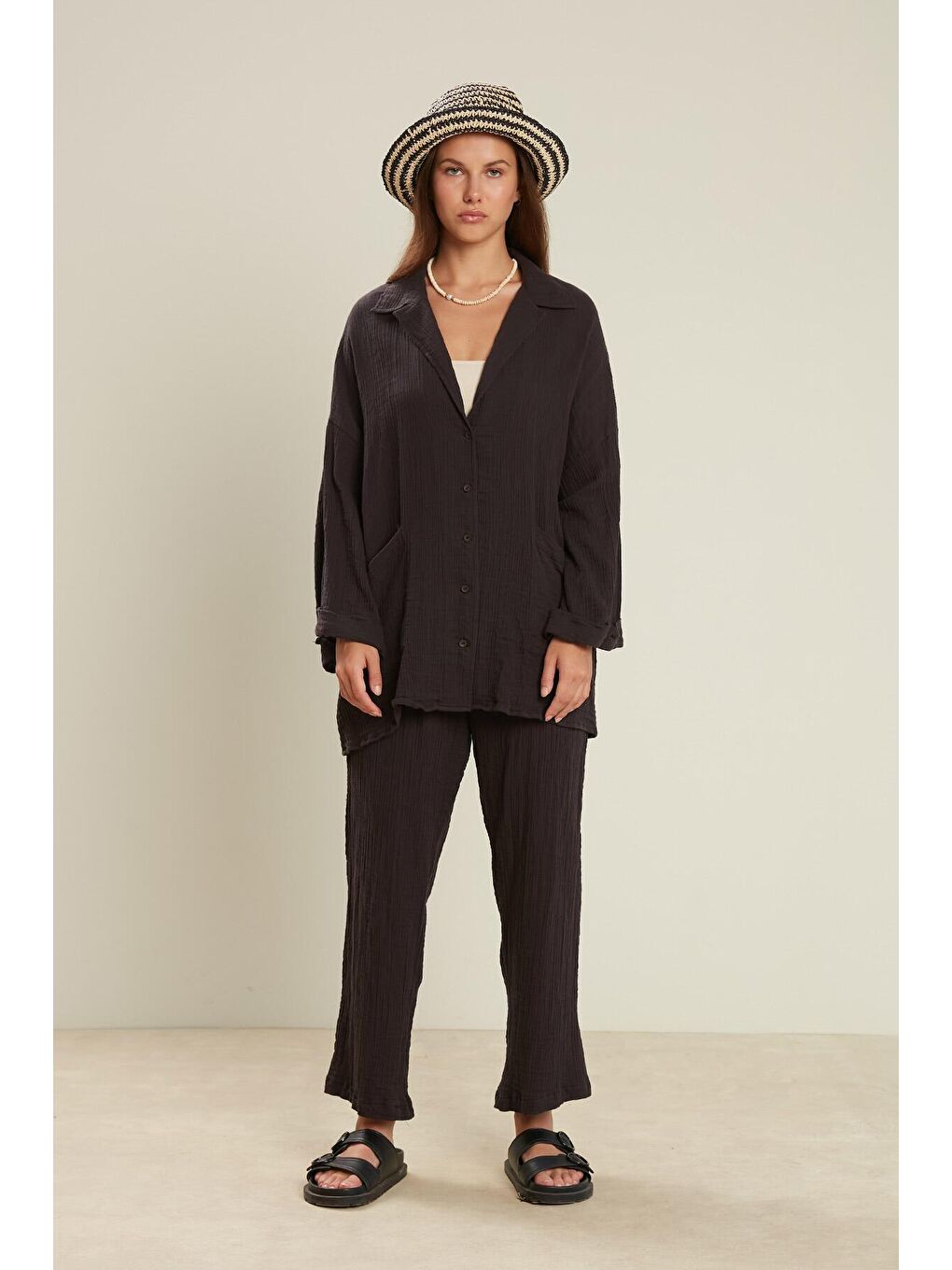 Müslin Pantolon Antrasit-1