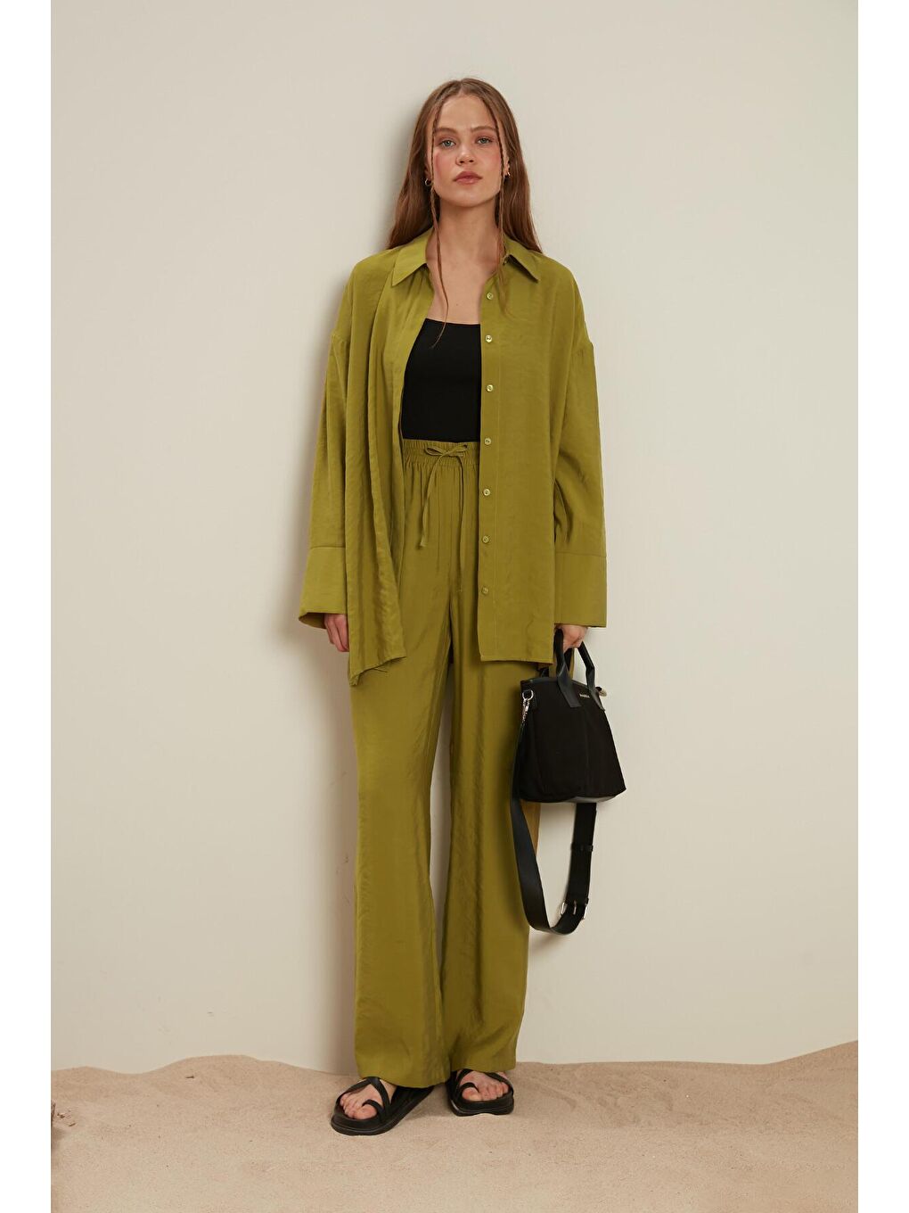 Rahat Pantolon Yağ Yeşili-1