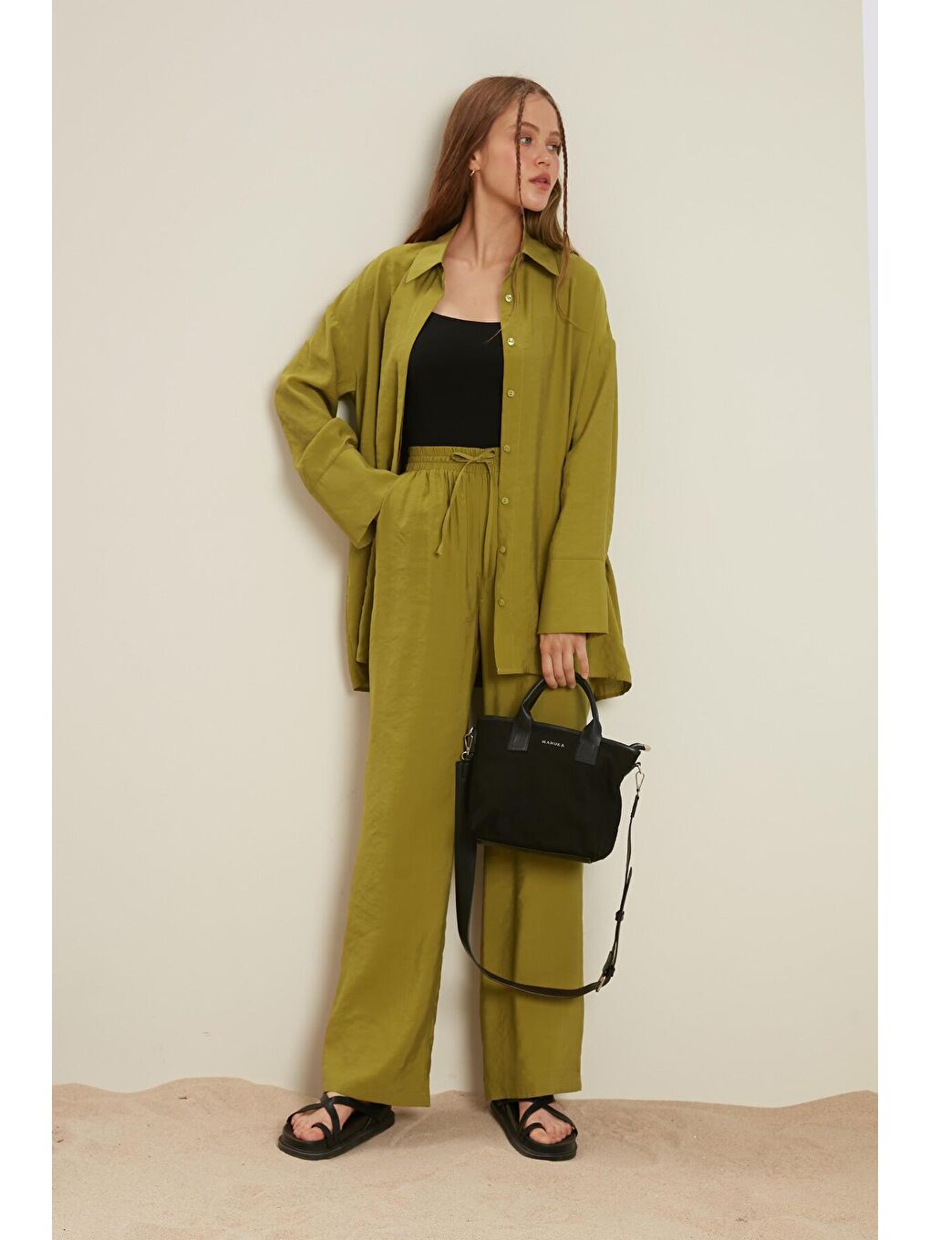 Rahat Pantolon Yağ Yeşili-3