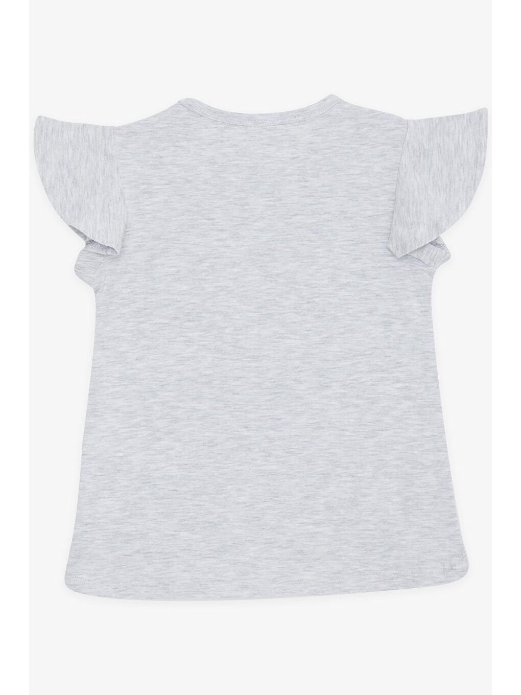Kız Çocuk Tişört Sevimli Deniz Kızı Baskılı Açık Gri Melanj (3-6 Yaş)-1