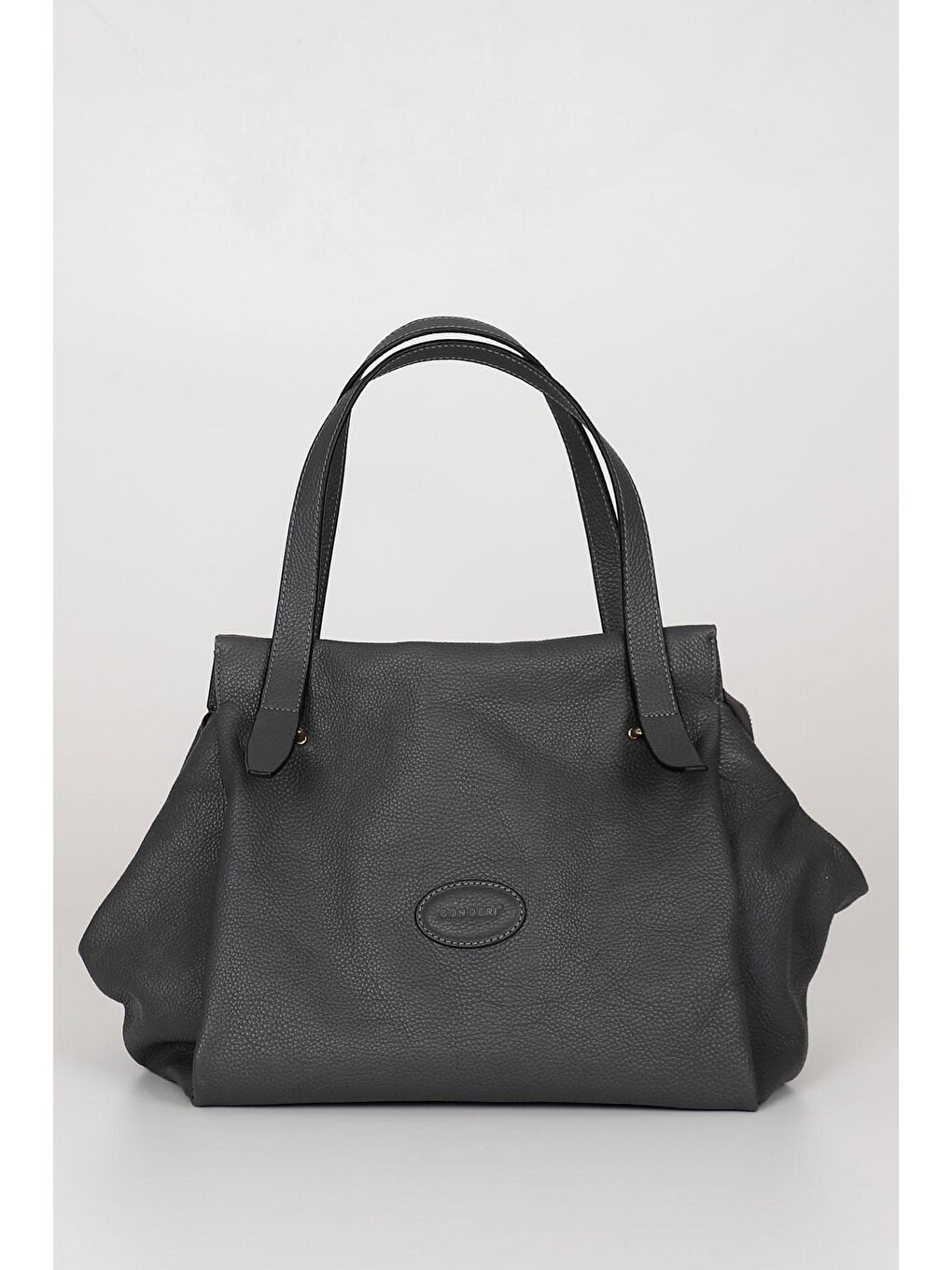 Gri Platinum Hakiki Deri Büyük Boy Kadın Omuz Ve El Çantası B6537-1