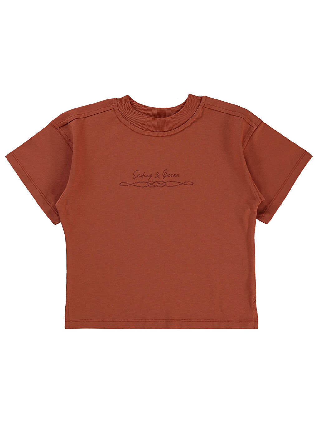 Turuncu Boys Erkek Çocuk Oversize Tişört 2-5 Yaş Koyu Bakır