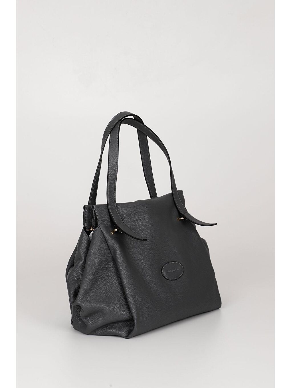 Gri Platinum Hakiki Deri Büyük Boy Kadın Omuz Ve El Çantası B6537-2