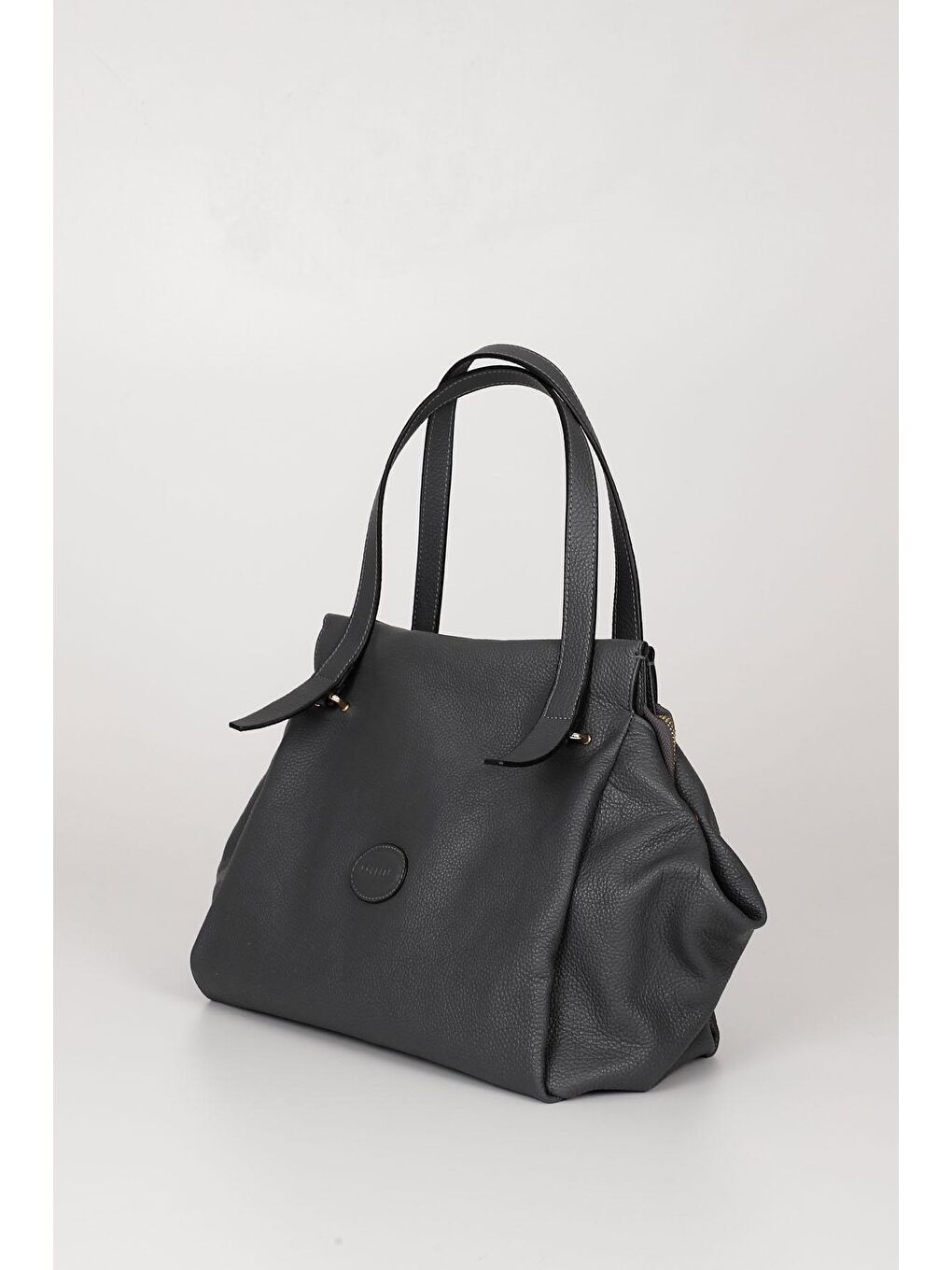 Gri Platinum Hakiki Deri Büyük Boy Kadın Omuz Ve El Çantası B6537-3