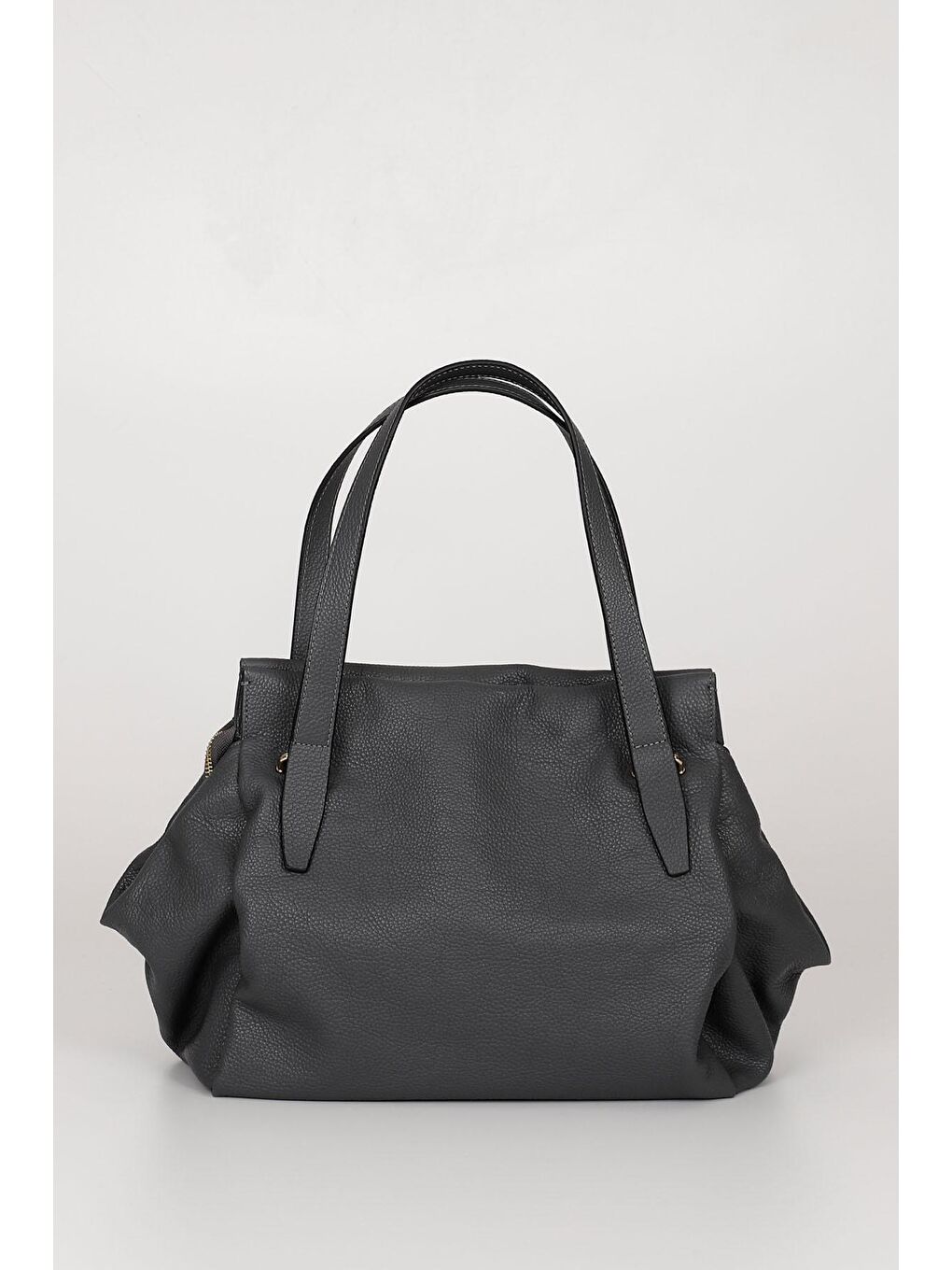 Gri Platinum Hakiki Deri Büyük Boy Kadın Omuz Ve El Çantası B6537-4