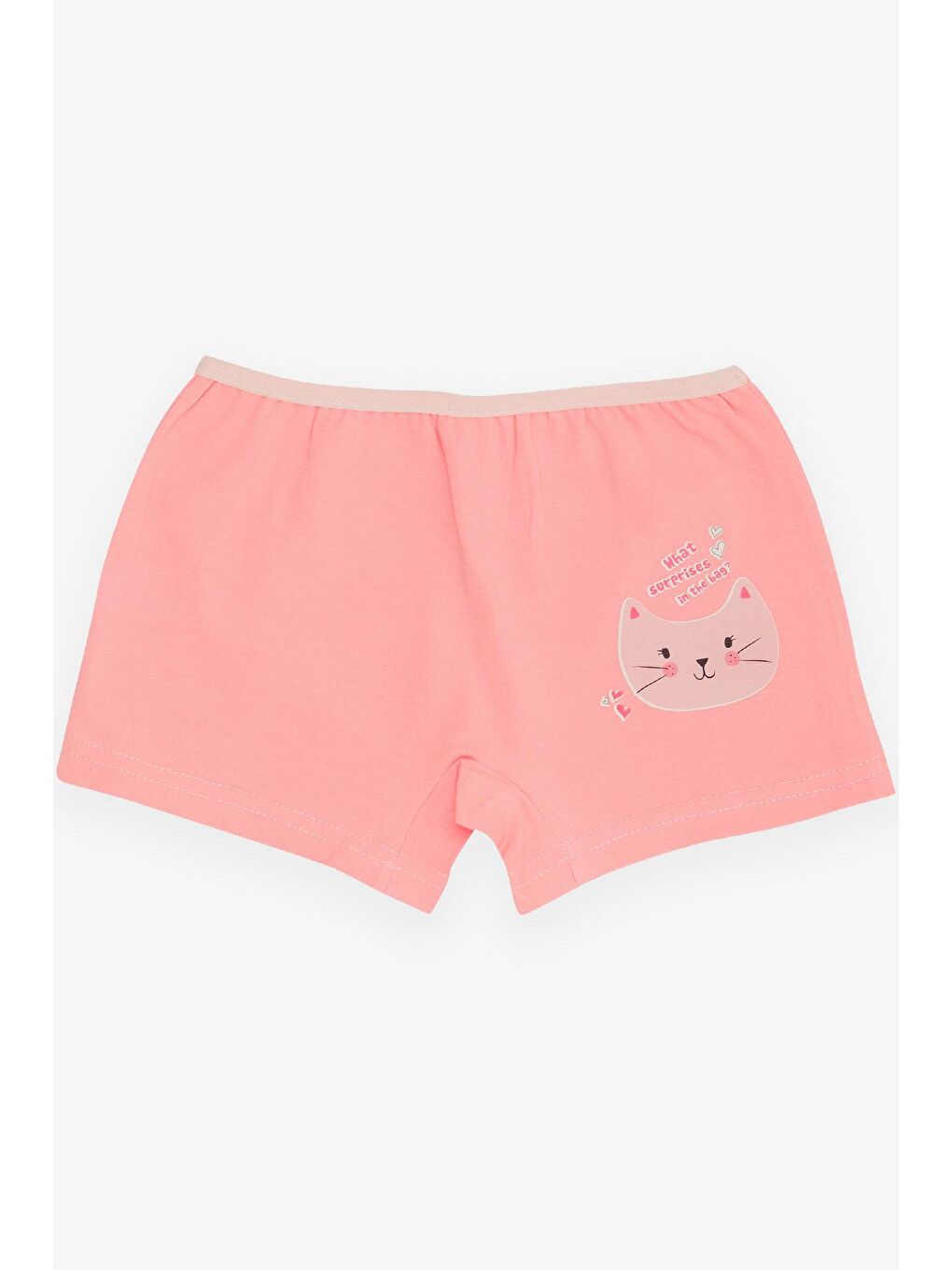 Kız Çocuk Boxer Meraklı Kedicik Baskılı Pembe (5 Yaş)