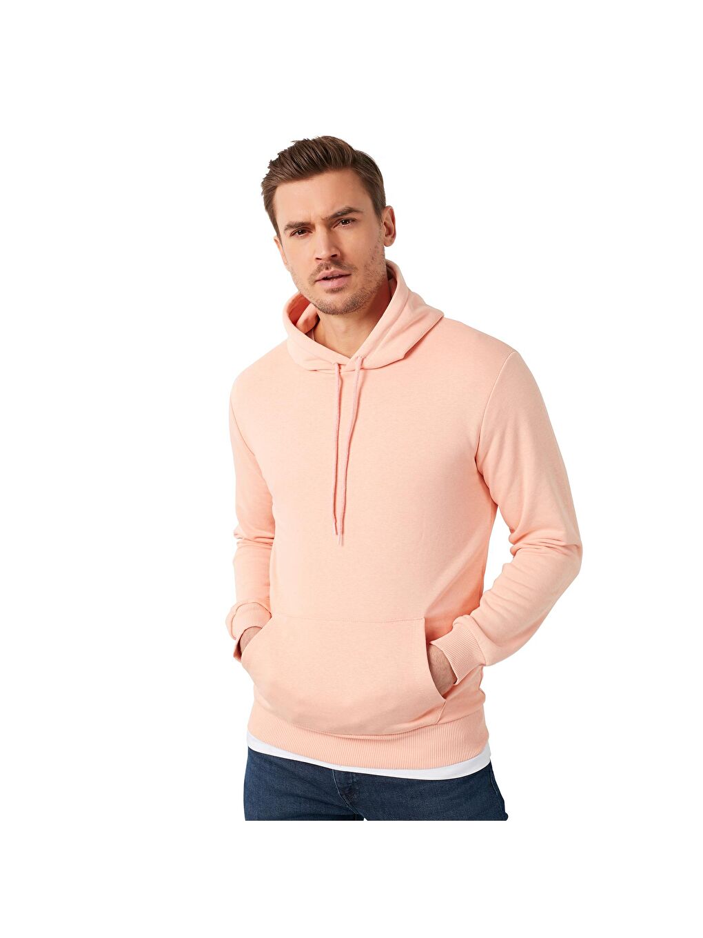 Buratti Pembe Pamuklu Kanguru Cepli Kapüşonlu Erkek Sweatshirt 541HOODIE - 4