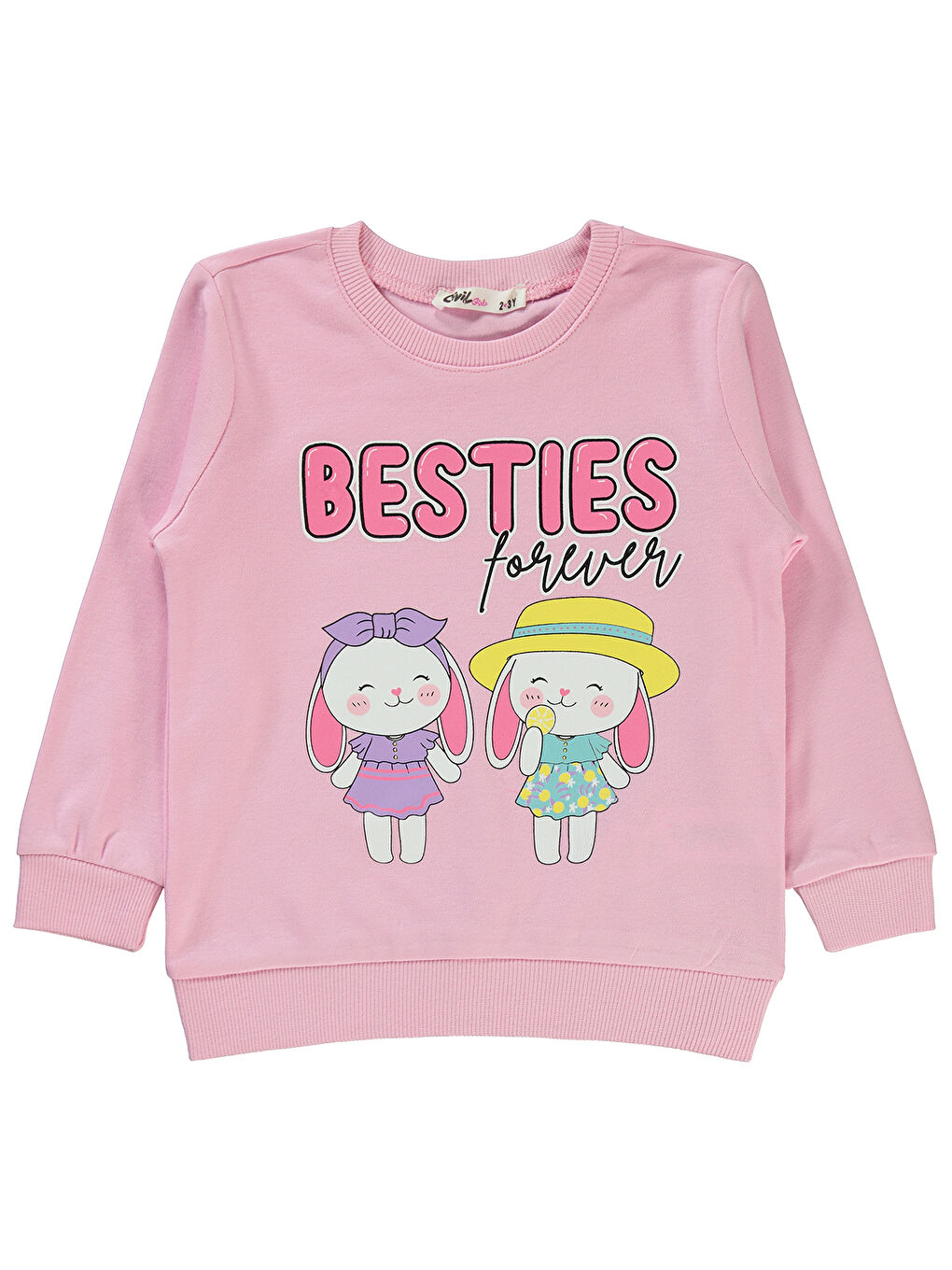 Girls Kız Çocuk Sweatshirt 2-5 Yaş Gül Pembe