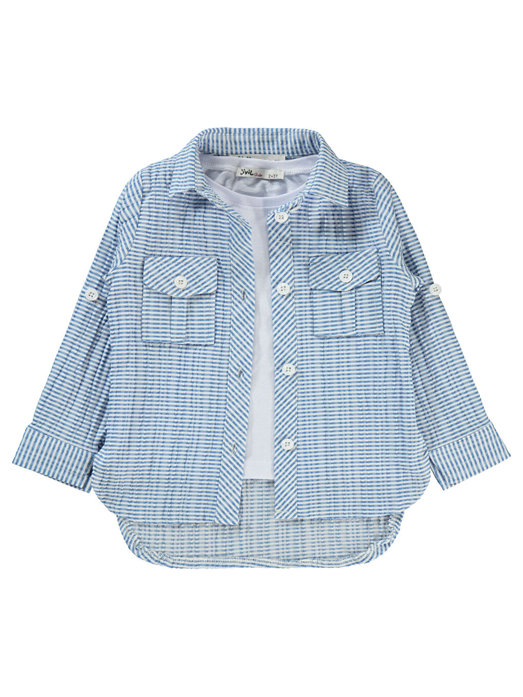 Girls Kız Çocuk Tişörtlü Gömlek 2-5 Yaş Mavi