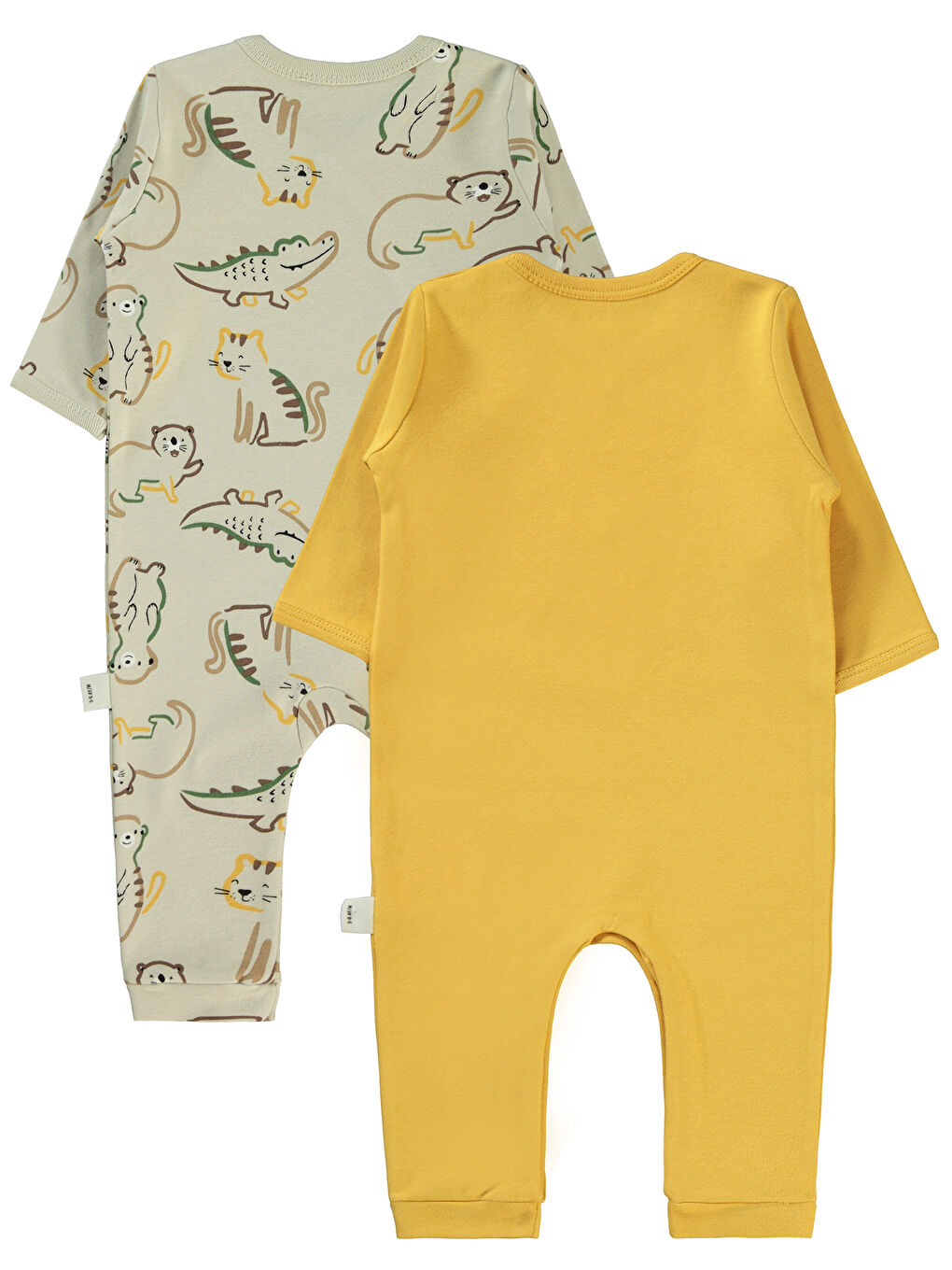 Kahverengi Baby Erkek Bebek 2'li Patiksiz Tulum 3-9 Ay Hardal-1