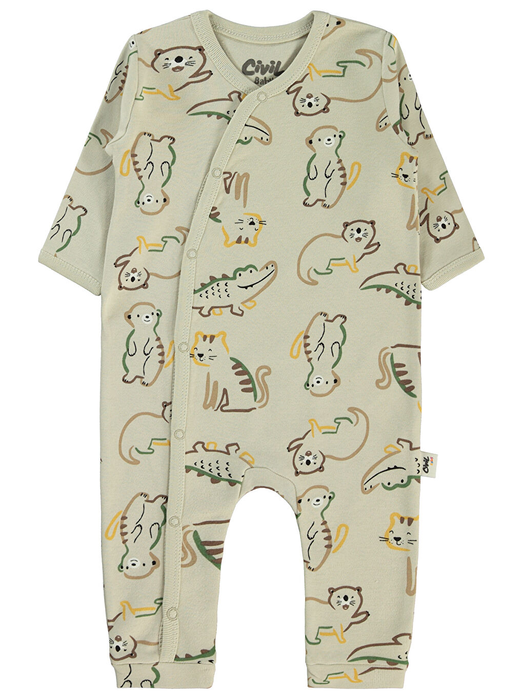 Kahverengi Baby Erkek Bebek 2'li Patiksiz Tulum 3-9 Ay Hardal-3