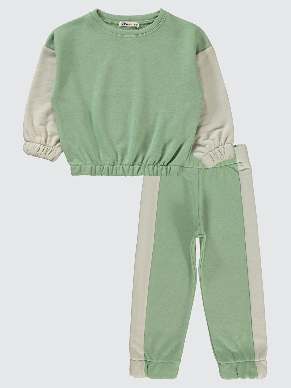 Kız Çocuk Takım 2-5 Yaş Bej Yeşil