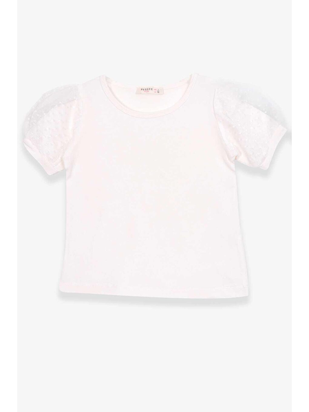 Kız Çocuk Tişört Kolları Tüllü Ekru (3-6 Yaş)-3