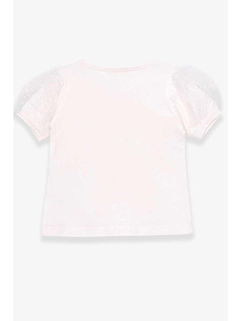 Kız Çocuk Tişört Kolları Tüllü Ekru (3-6 Yaş)-4