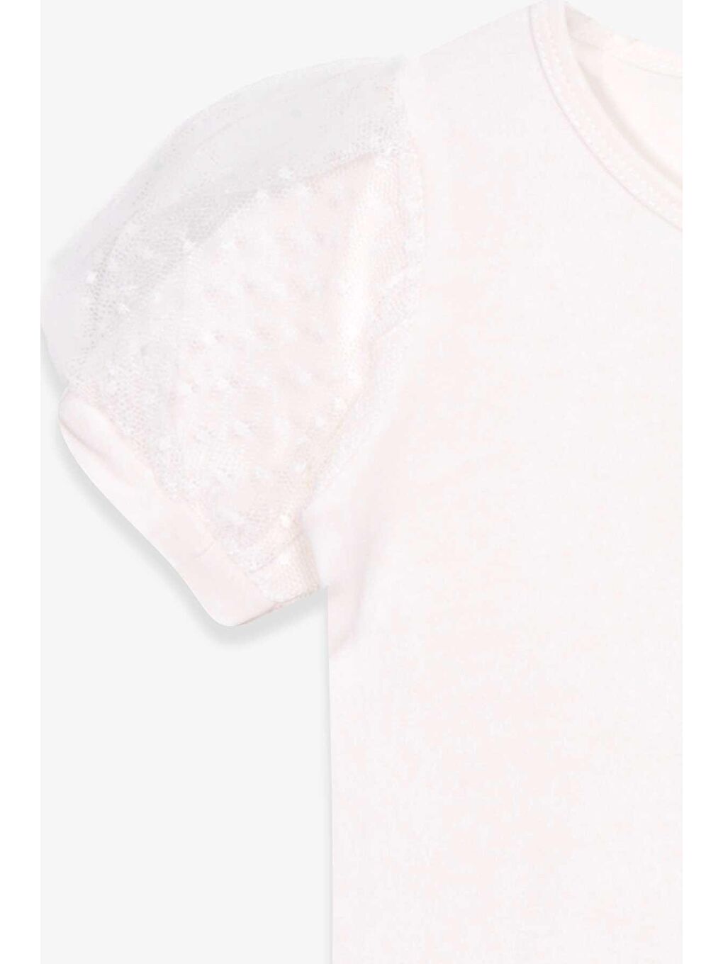 Kız Çocuk Tişört Kolları Tüllü Ekru (3-6 Yaş)-5