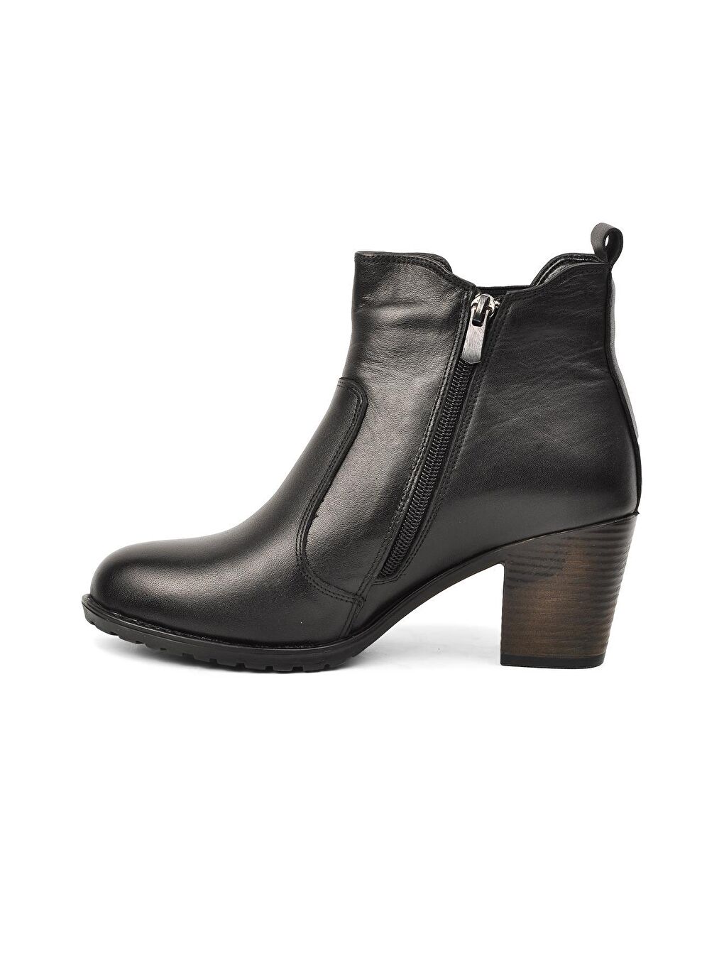 546 Siyah Hakiki Deri Topuklu Kadın Bot-1
