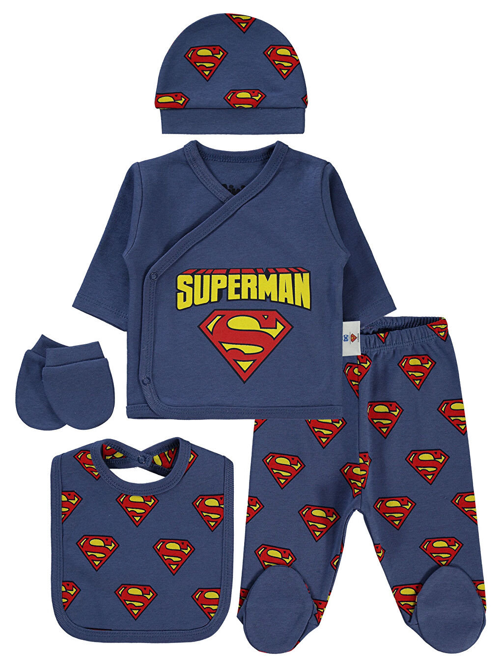 Superman Erkek Bebek Zıbın Takımları İndigo