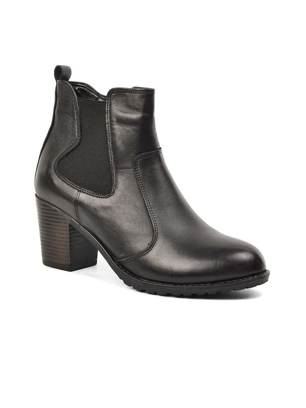 546 Siyah Hakiki Deri Topuklu Kadın Bot-2