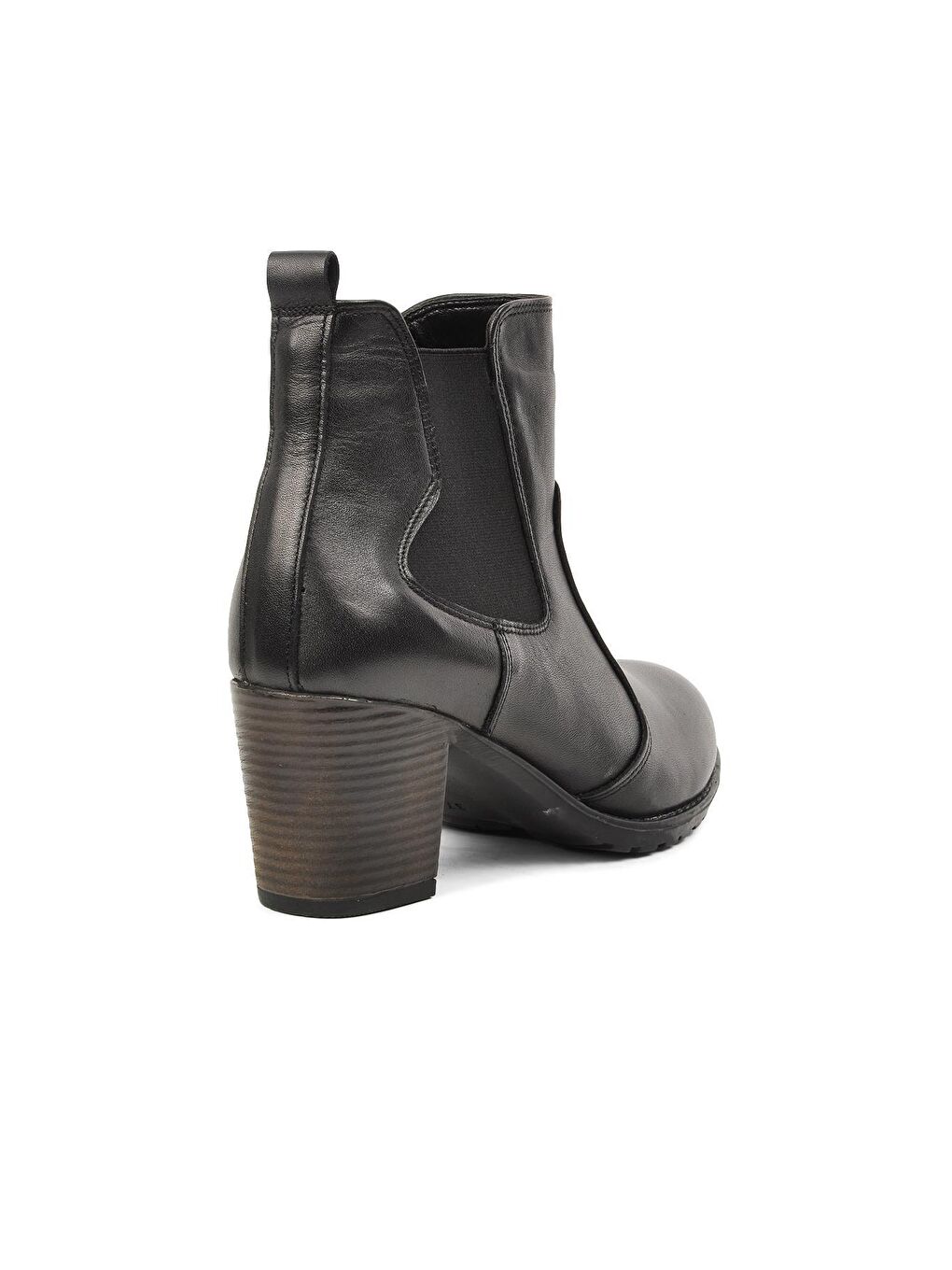 546 Siyah Hakiki Deri Topuklu Kadın Bot-3