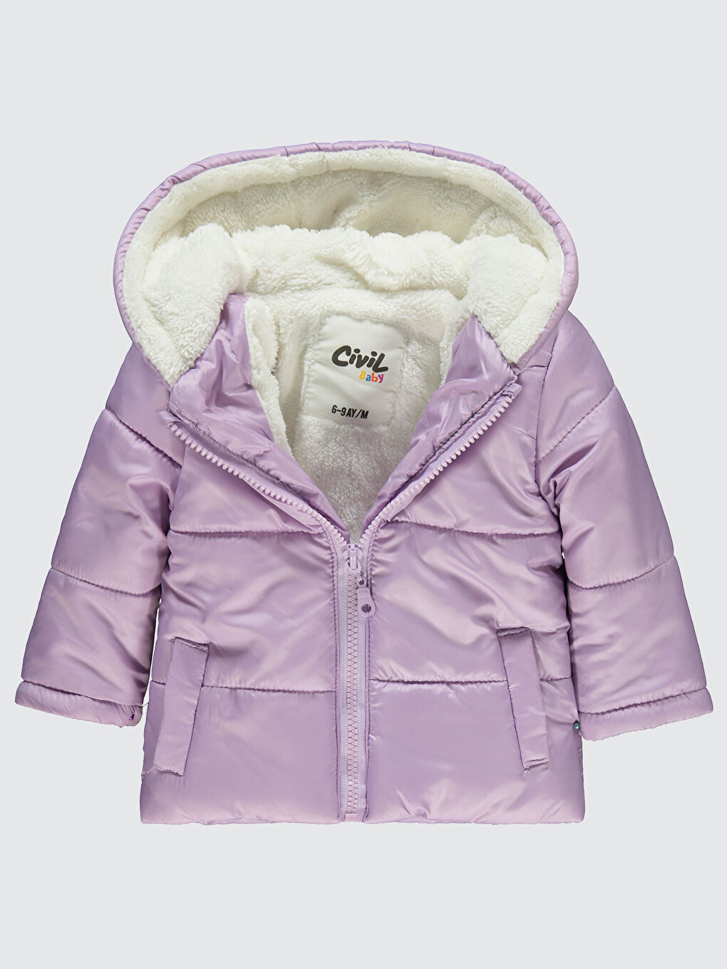 Kız Bebek Kapüşonlu Mont 6 18 Ay Koyu Lila-1