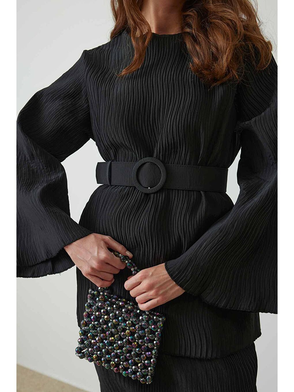 Pilise Saten Siyah Etek Takım-4