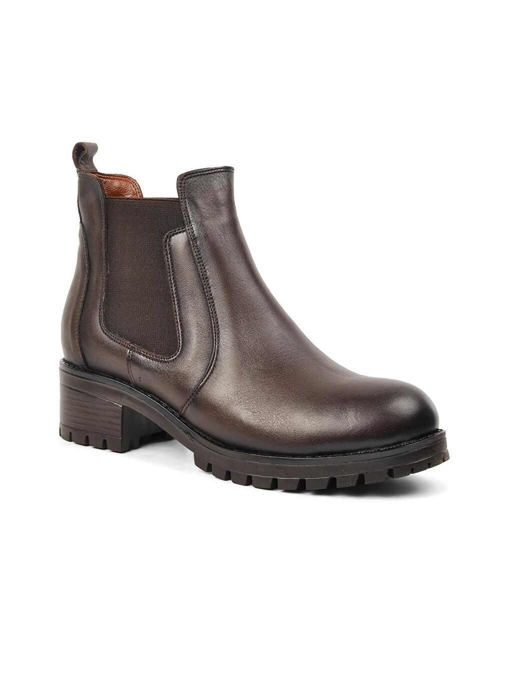 Kahverengi 580 Kahve Hakiki Deri Chelsea Kadın Bot-2