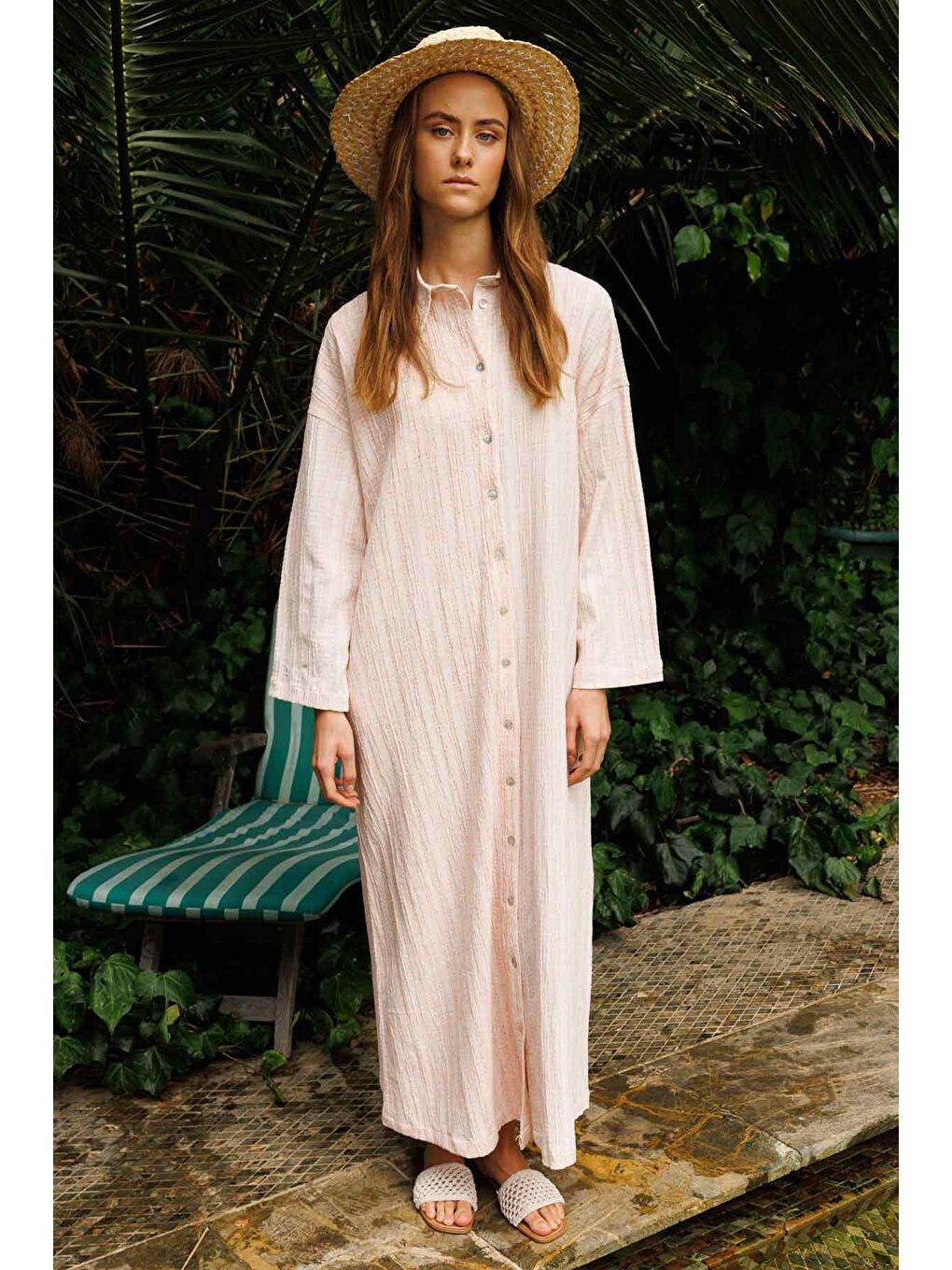 Turuncu Sedef Düğme Detaylı Oranj Elbise-1