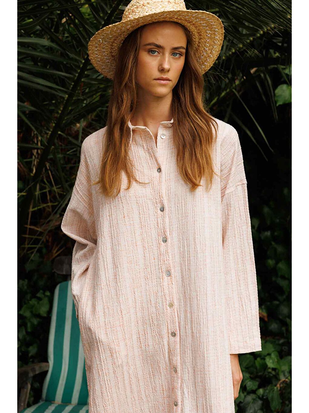 Turuncu Sedef Düğme Detaylı Oranj Elbise-4