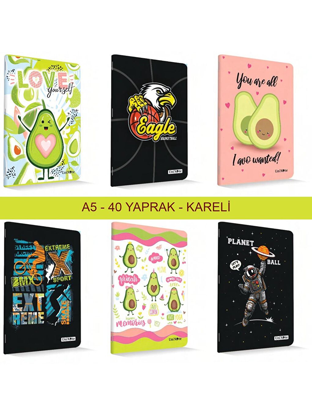 A5 40 Yaprak Karton Kapak Dikişli Defter 2 Çizgili 2 Kareli-2