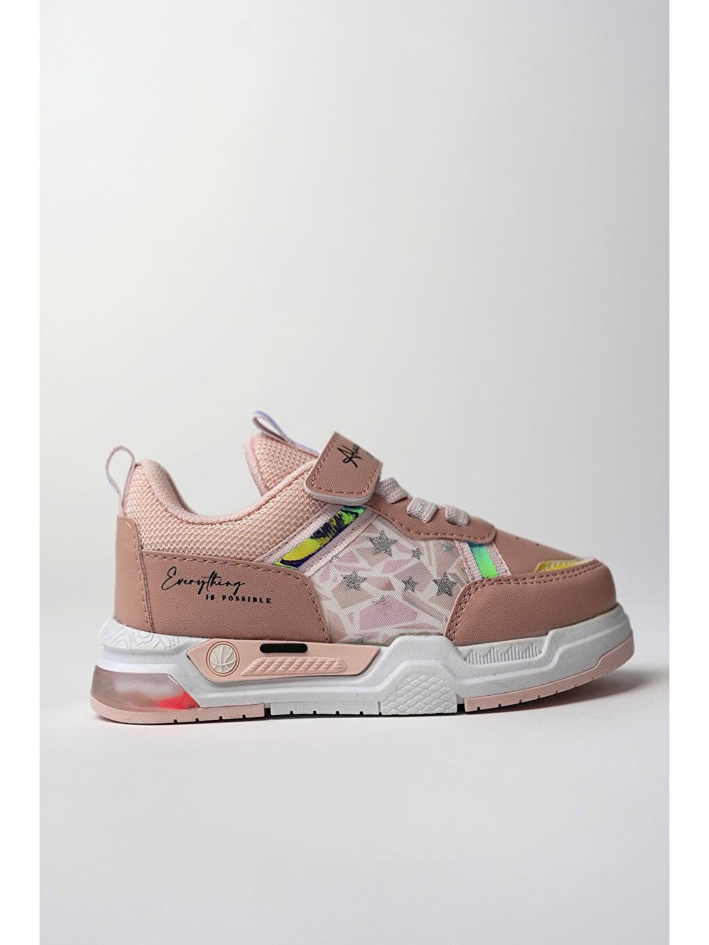 Pembe DORY Işıklı Bağcıklı ve Cırtlı Unisex Çocuk Sneaker Spor Ayakkabı