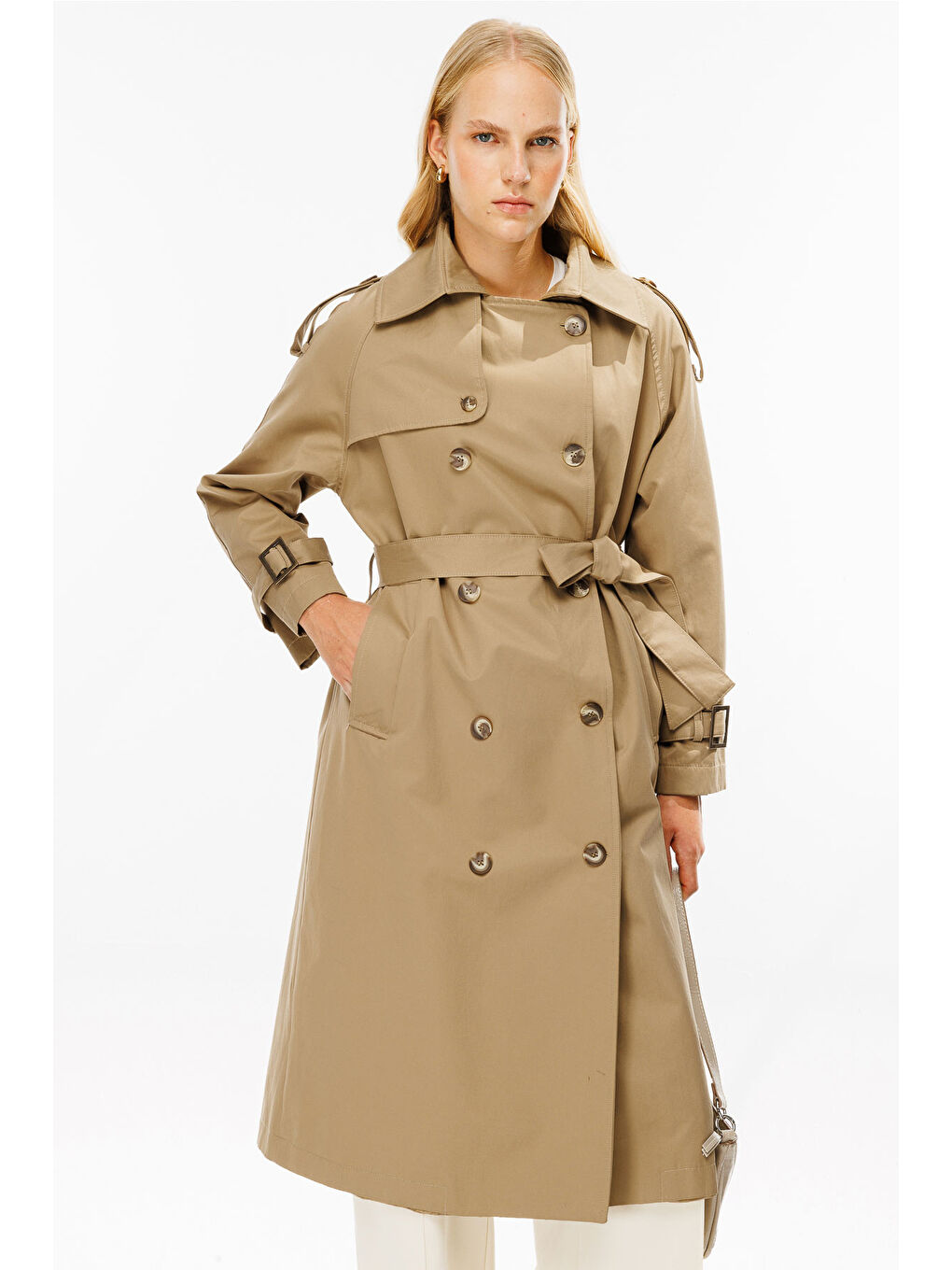 Allerli Uzun Trençkot - Bej-1