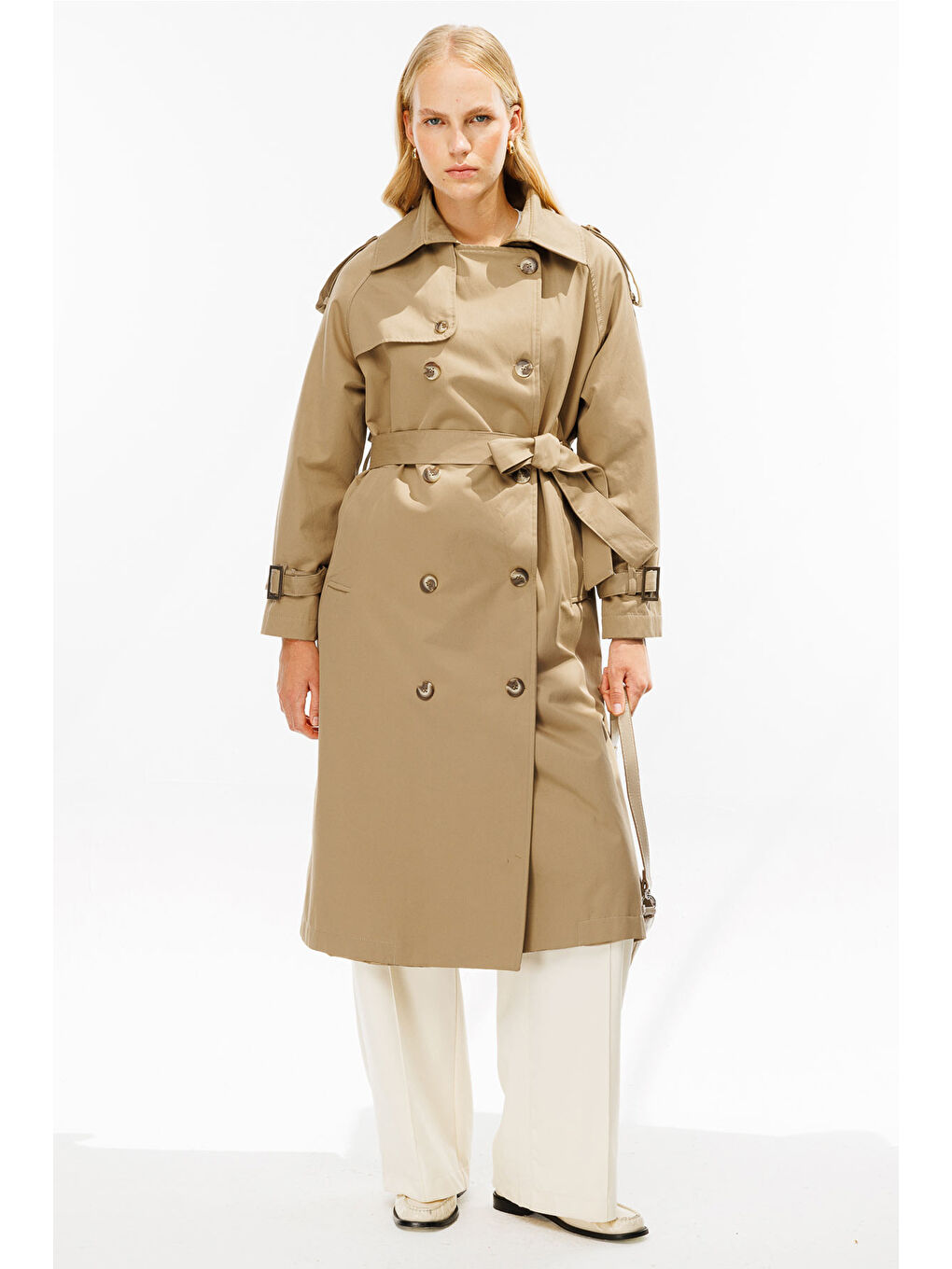 Allerli Uzun Trençkot - Bej-2