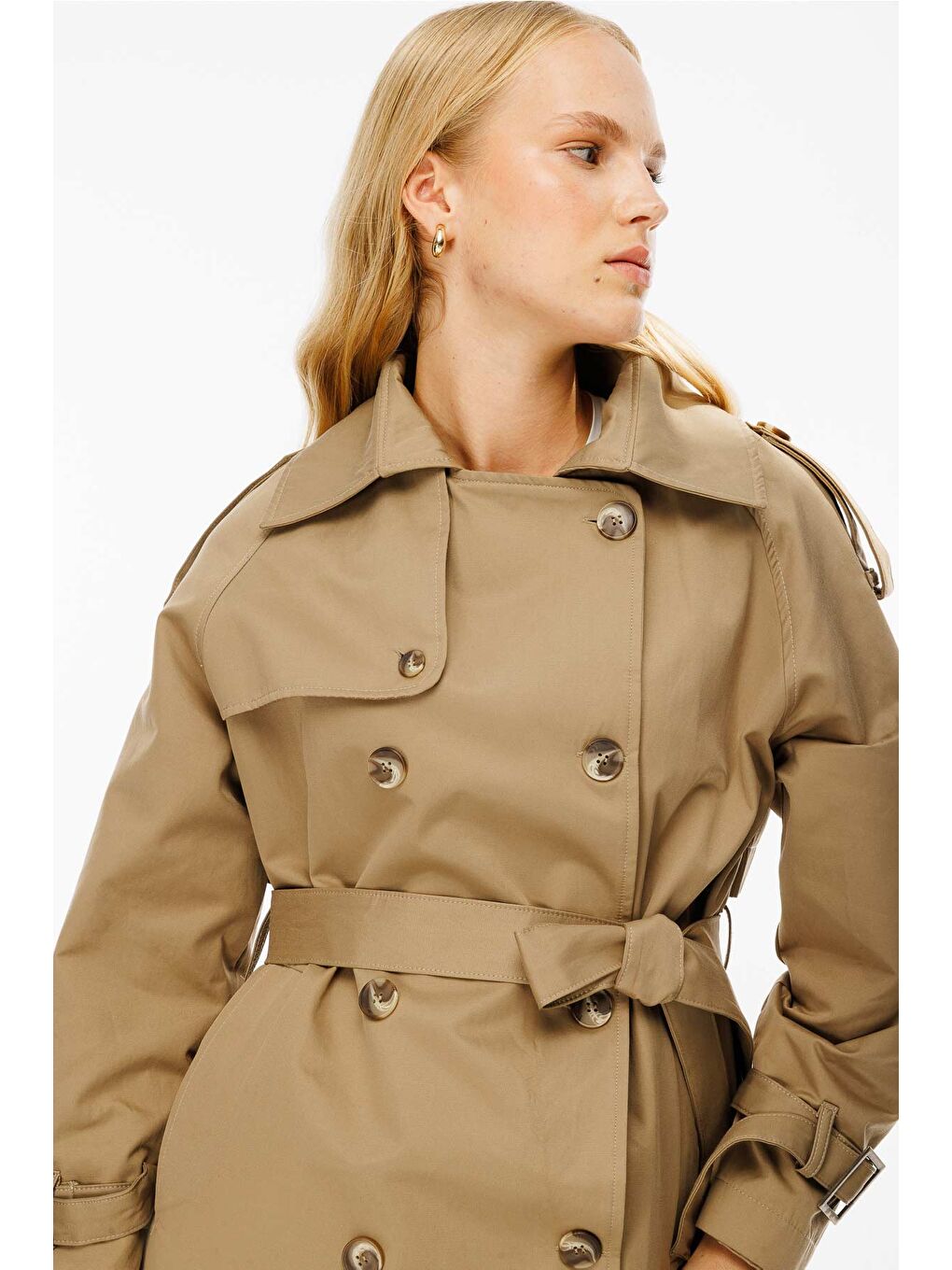 Allerli Uzun Trençkot - Bej-3