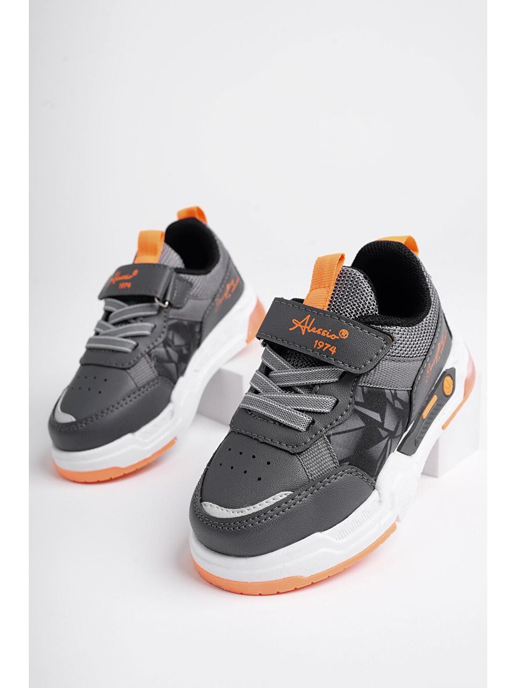 Gri DORY Işıklı Bağcıklı ve Cırtlı Unisex Çocuk Sneaker Spor Ayakkabı-1