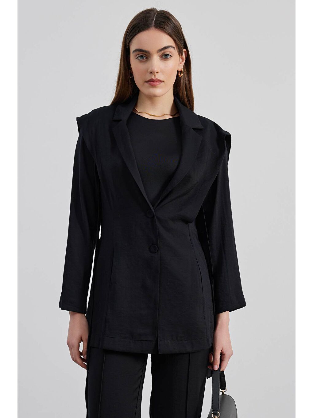 Aller Detaylı Ceket - Siyah-3