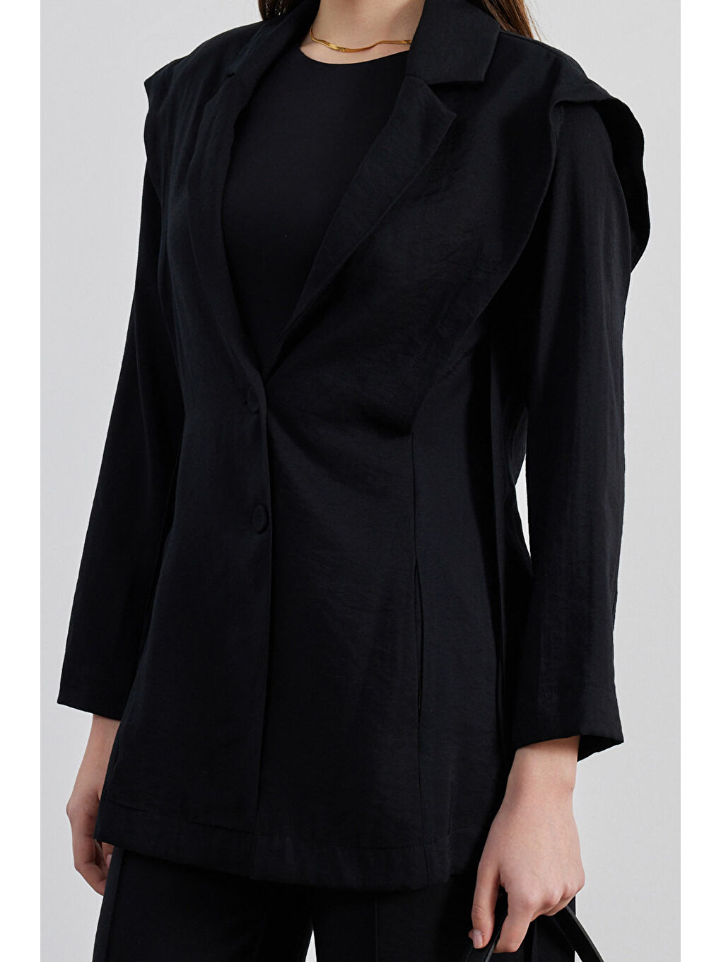 Aller Detaylı Ceket - Siyah-6