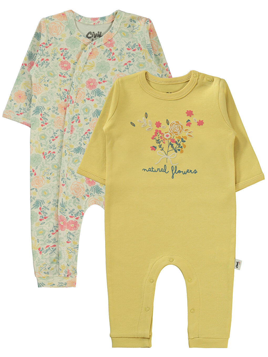 Kahverengi Baby Kız Bebek 2'li Patiksiz Tulum 3-9 Ay Hardal