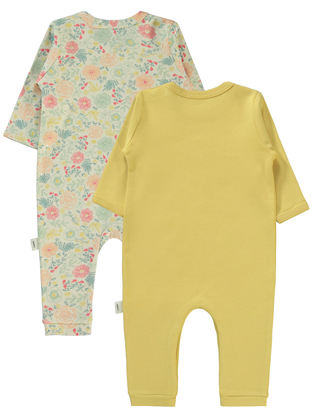 Kahverengi Baby Kız Bebek 2'li Patiksiz Tulum 3-9 Ay Hardal-1