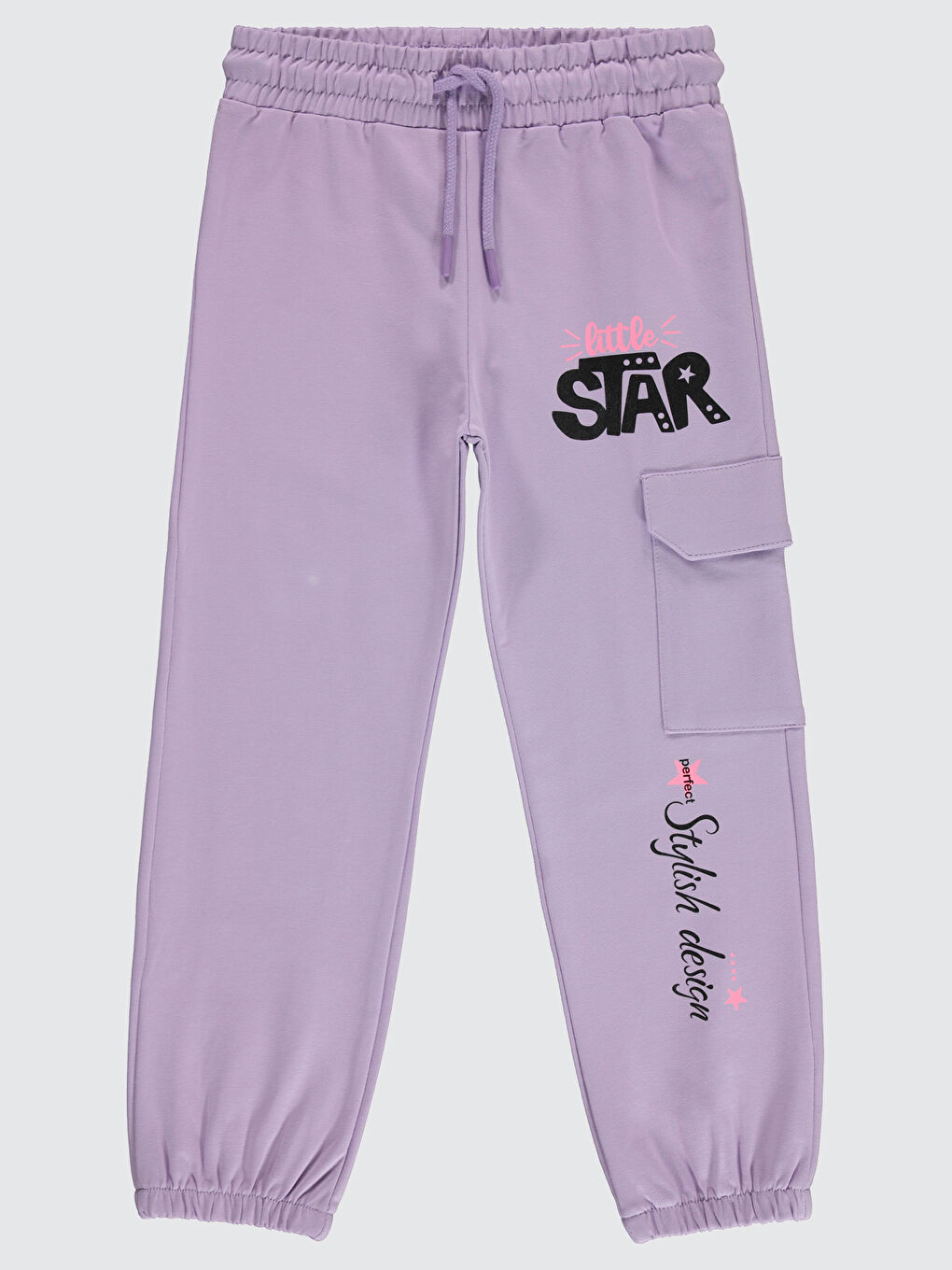 Mor Kız Çocuk Eşofman Altı 6-9 Yaş Dijital Lavanta