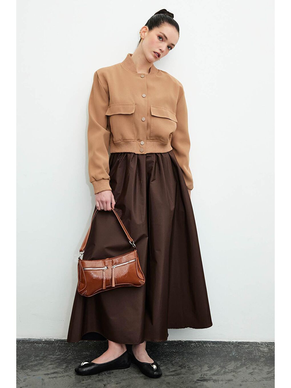 Kahverengi Mocha Bomber Ceket - Camel