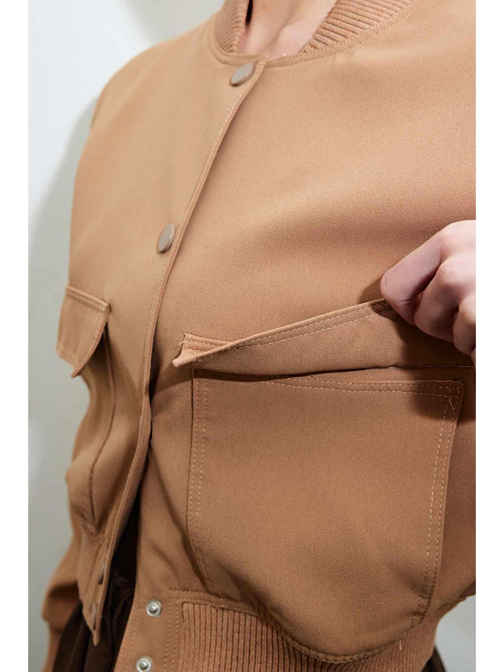 Kahverengi Mocha Bomber Ceket - Camel-2