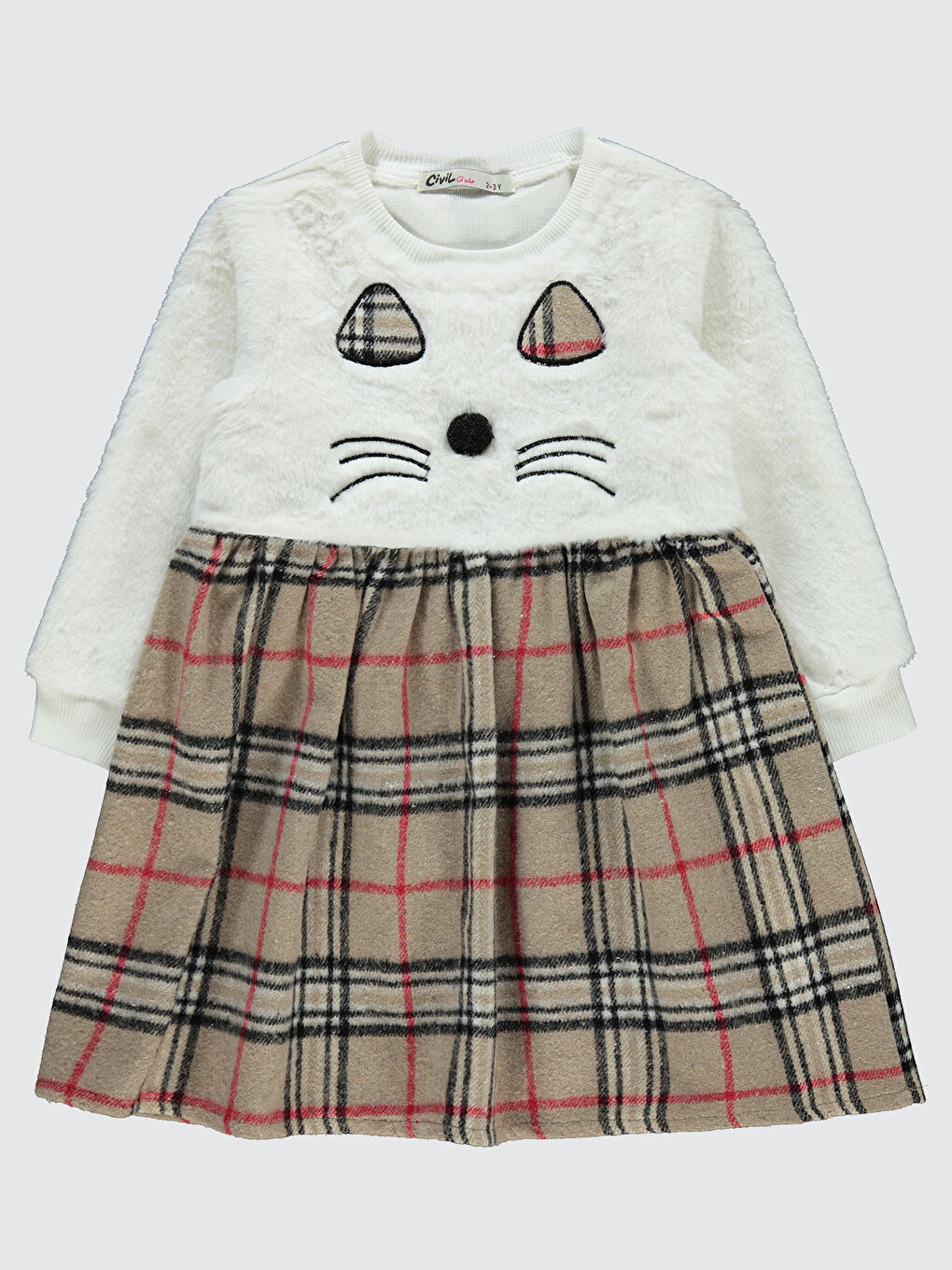 Kız Çocuk Elbise 2-5 Yaş Bej-1