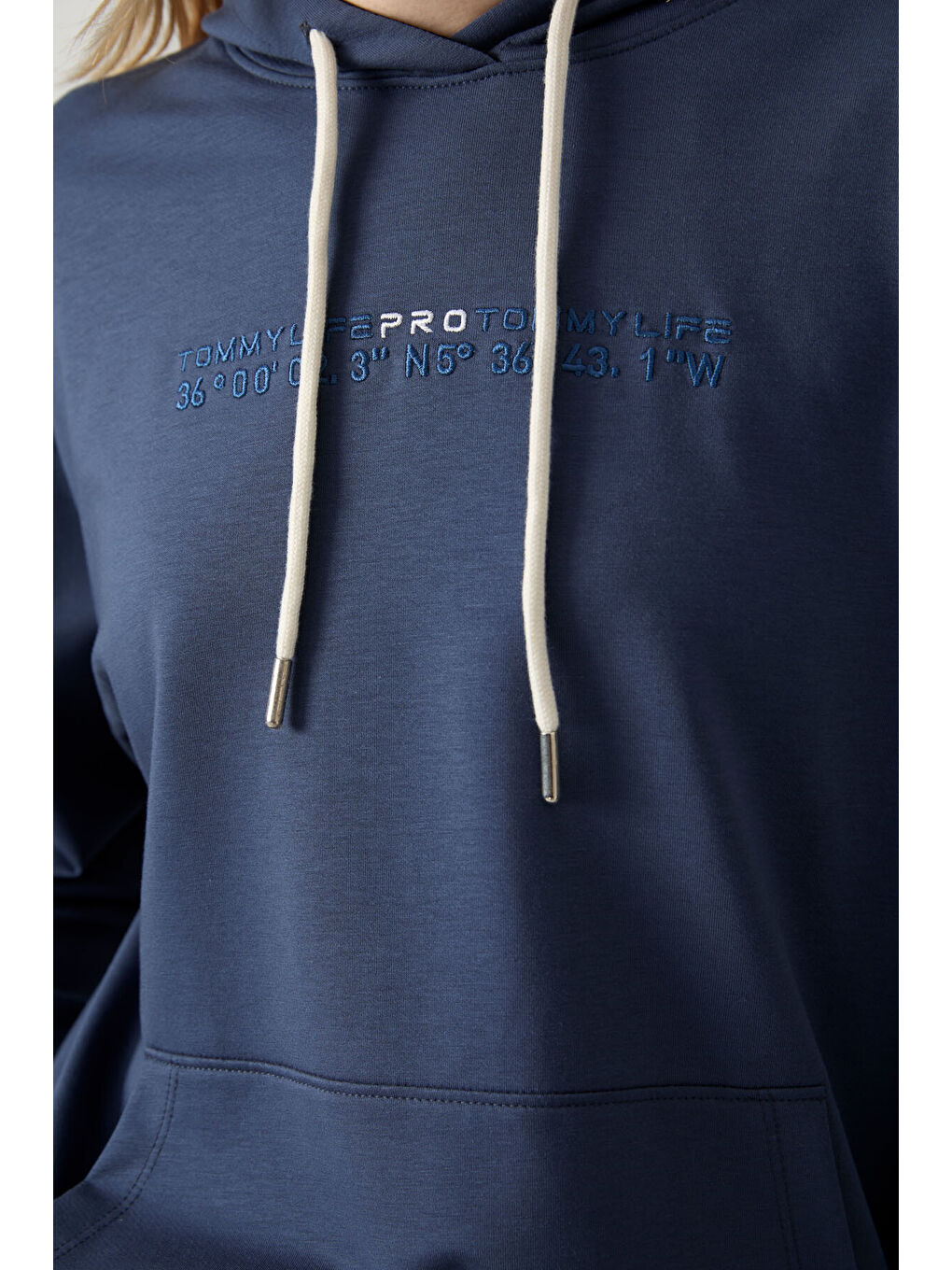 Petrol Kapüşonlu Kanguru Cep Oversize Lastik Paça Kadın Eşofman Takımı - 95288-2