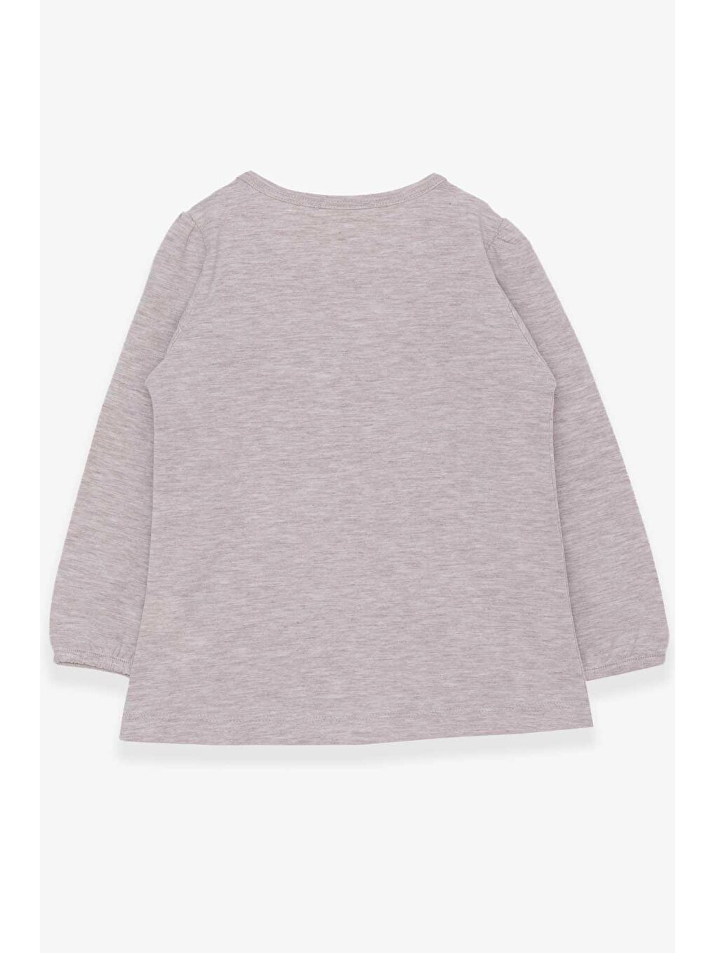 Kız Çocuk Uzun Kollu Tişört Fırıfırlı Bej Melanj (3-8 Yaş)-1