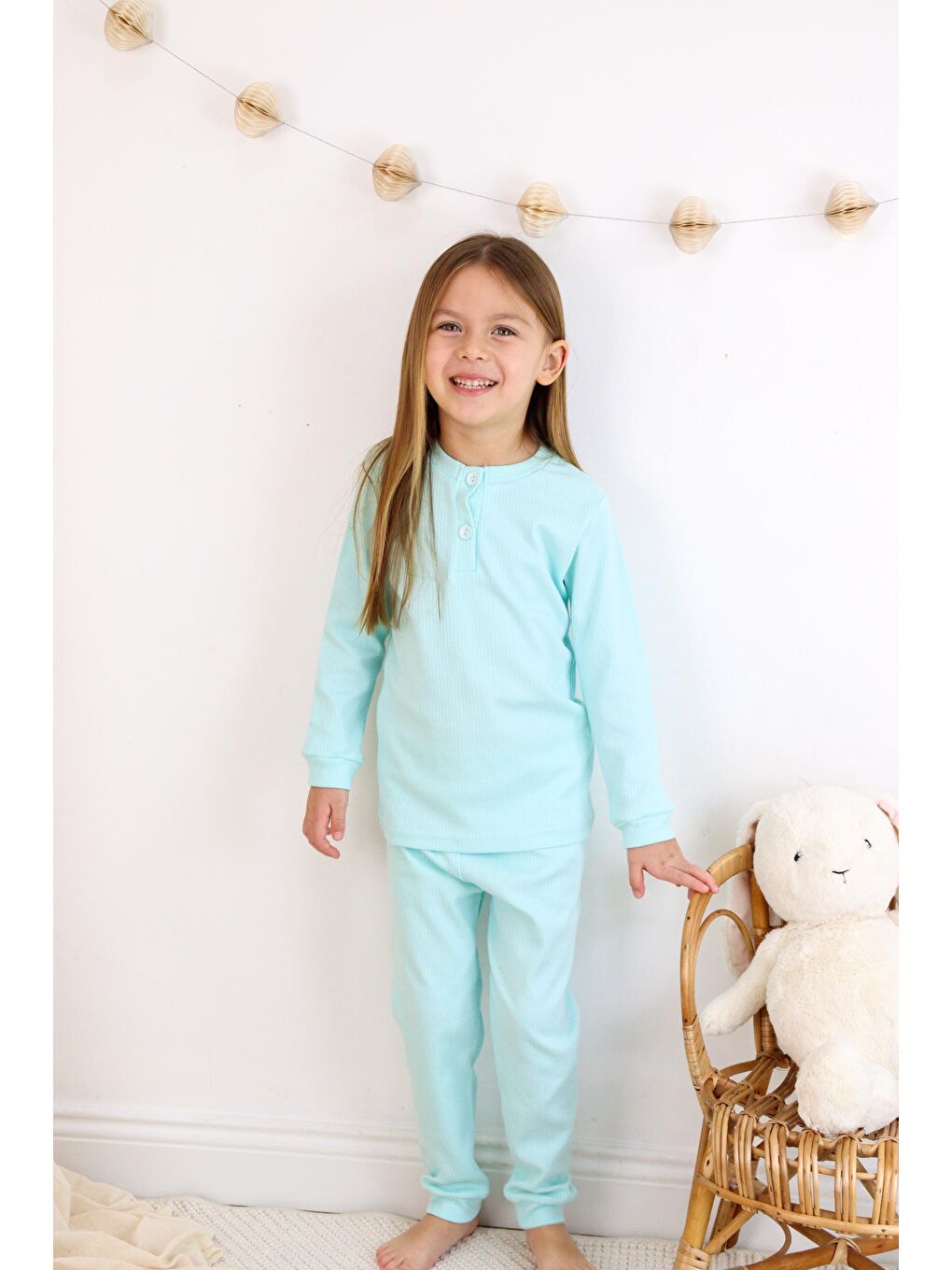 Harika KIDS Turkuaz Kız-Erkek (Unisex) Çocuk Pamuklu Pijama Takımı