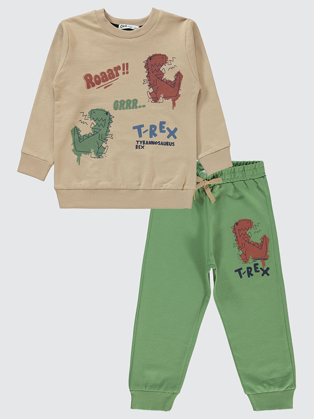 Bej Erkek Çocuk Eşofman Takımı 2-5 Yaş Taş Rengi