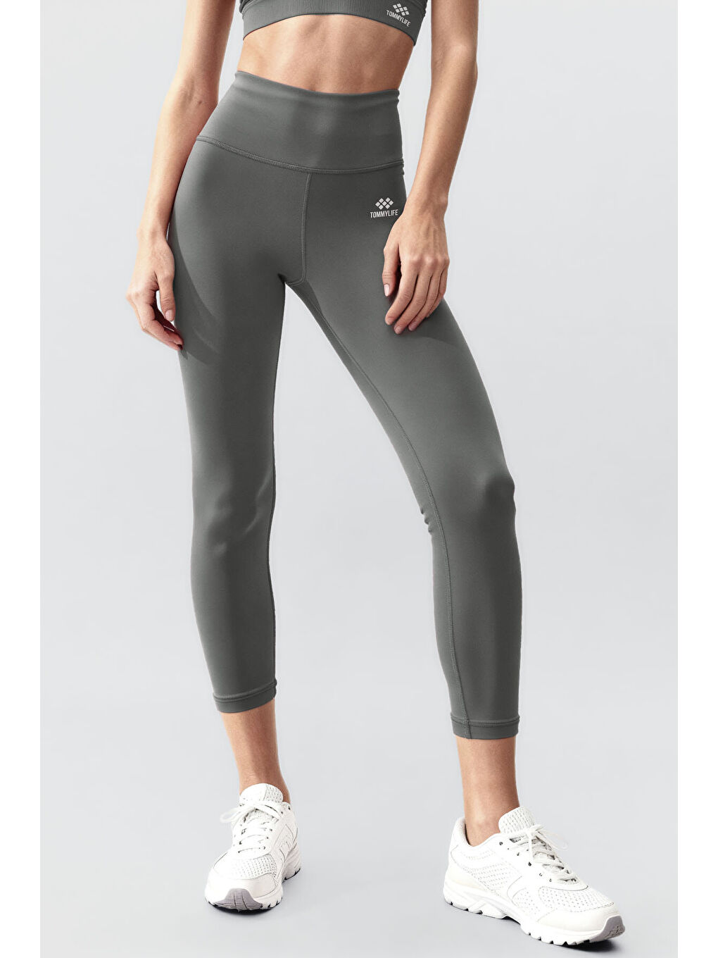 Yeşil Çağla Yüksek Bel Toparlayıcı Çapraz Sırt Detaylı Slim Fit Kadın Tayt Takım - 95283-3