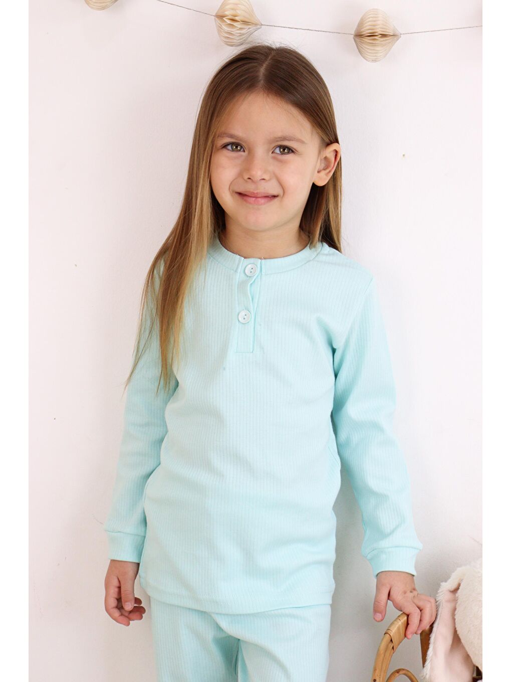 Harika KIDS Turkuaz Kız-Erkek (Unisex) Çocuk Pamuklu Pijama Takımı - 5